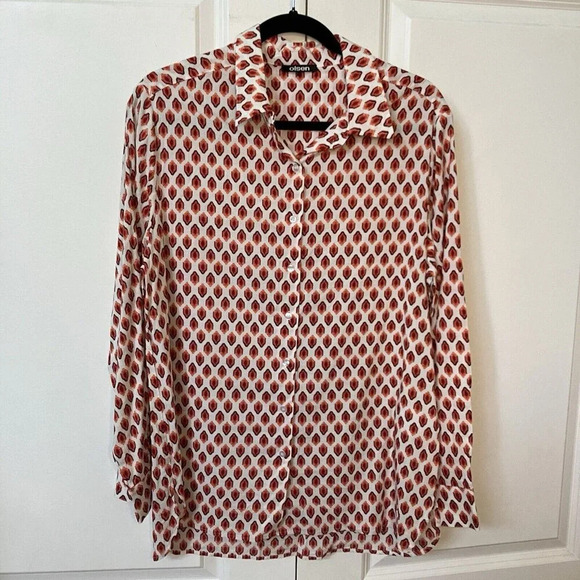 Olsen Alpine Lodge Geo-Print Shirt Womens M  10 - Picture 4 of 6
